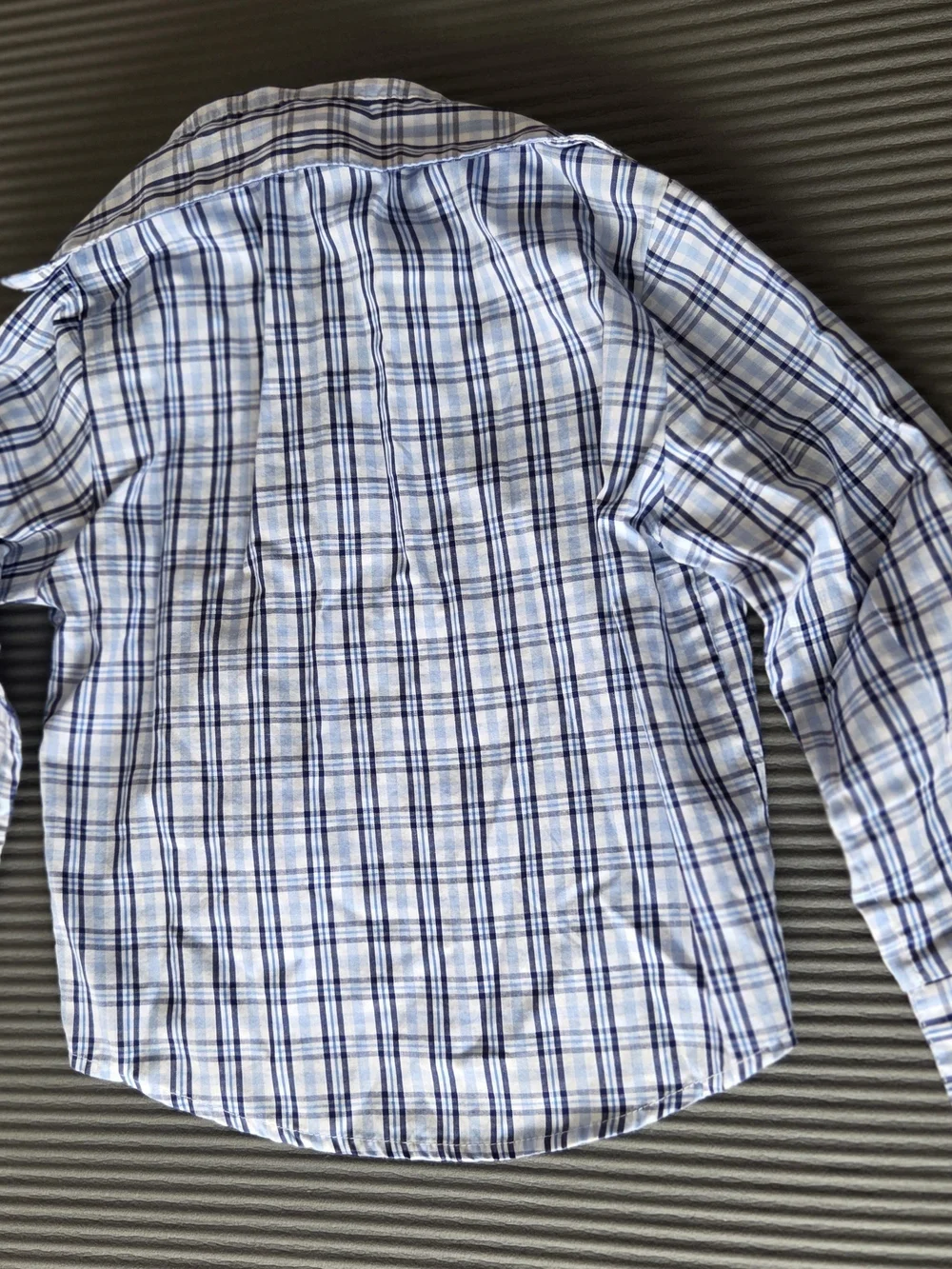 Nautica Boys White, Light Blue & Navy Plaid Button-Down Shirt 3T